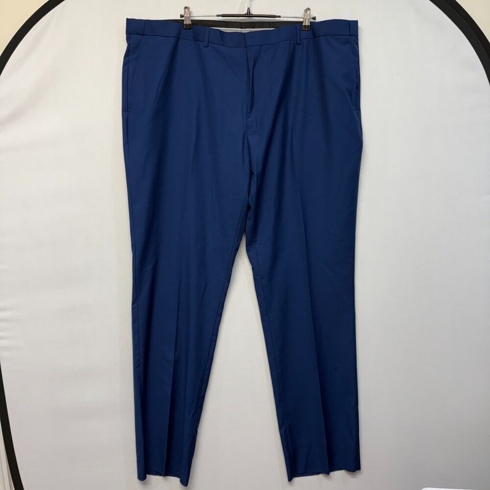 NWT Vinci Philosophy Men Dress Pants Size 49W Blue Flat Front Raw Hem C001 -4